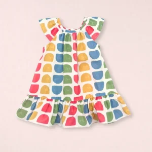 Vestido bebé geométrico multicolor con volante | Cocote by Charanga