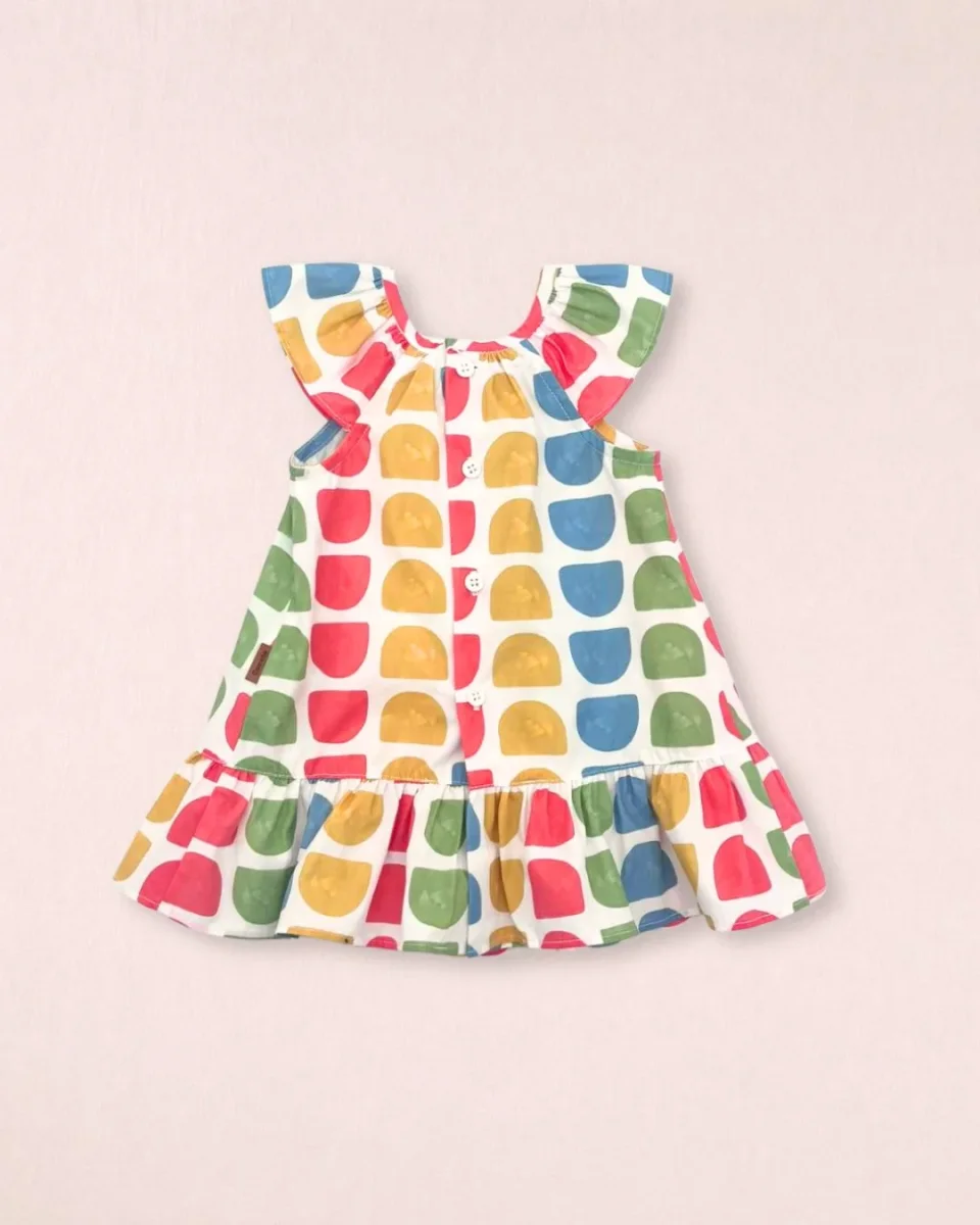 Vestido bebé geométrico multicolor con volante | Cocote by Charanga - Imagen 3