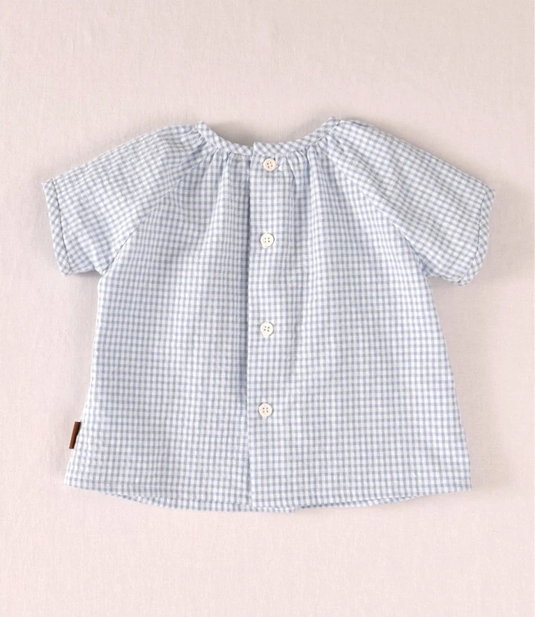 Camisa bebé niño vichy celeste manga corta | Cocote by Charanga - Imagen 4