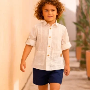 Camisa niño blanca con bolsillos | Cocote by Charanga