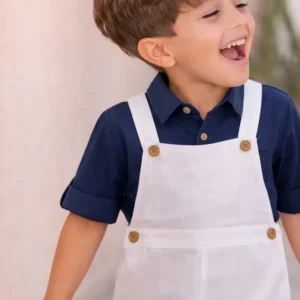 Peto corto de niño lino blanco | Cocote by Charanga