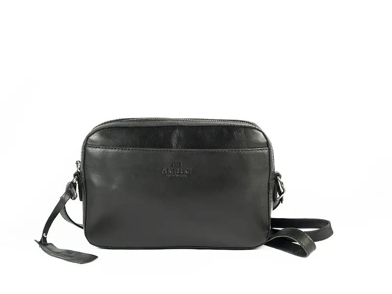 Bolso ANTONI · Bandolera mediana · Piel Bovino · Color Negro y Marrón - Imagen 2