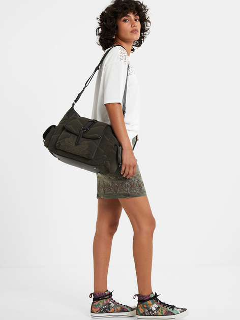 DESIGUAL – Bolso bandolera Desigual Soko Kyoto verde con bordado mandala 20WAXACL - Imagen 9