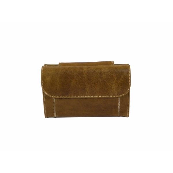 Cartera mediana para mujer en piel rota color camel - Imagen 5