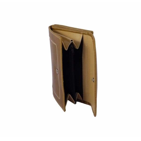 Cartera mediana para mujer en piel rota color camel - Imagen 6