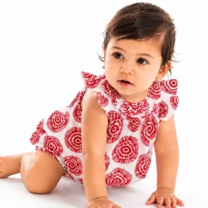 Conjunto vestido y braguita boho fresa bebé niña