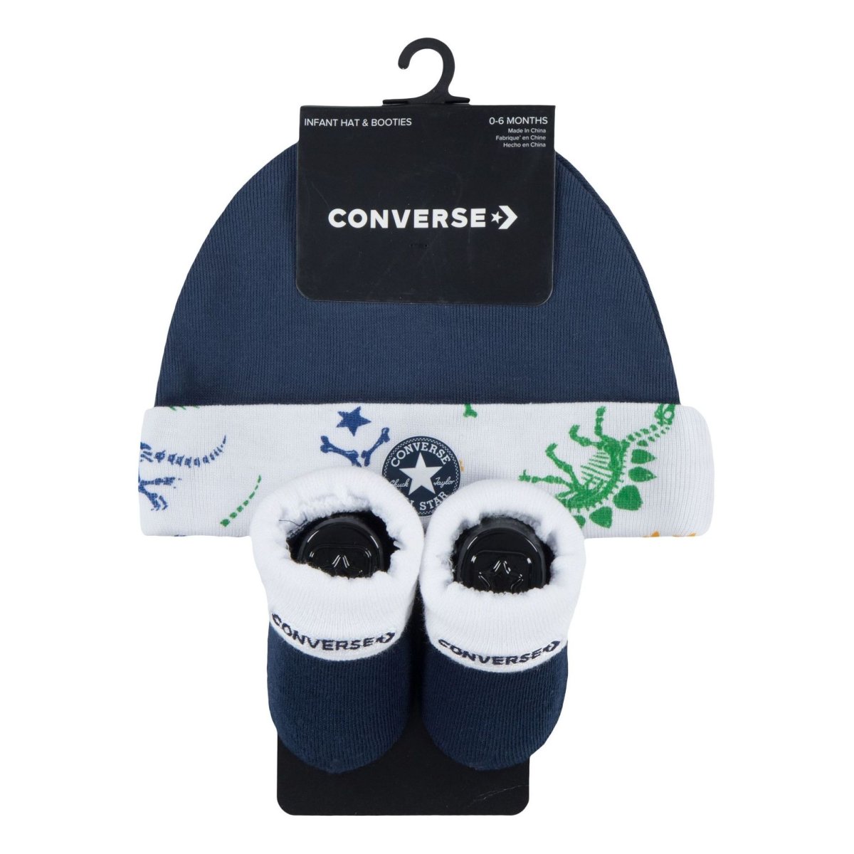 CONVERSE – Conjunto Converse Bebé Azul Marino 0-6 Meses Gorro y Patucos Edición Limitada - Imagen 4