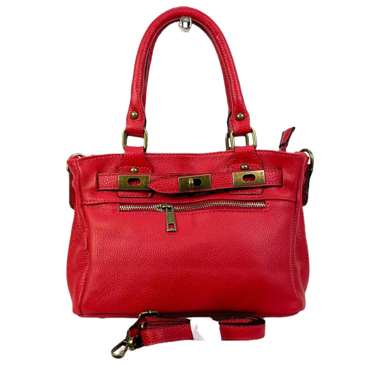 Bolso piel con bolsillo frontal y cierre giro decorativo - Imagen 2