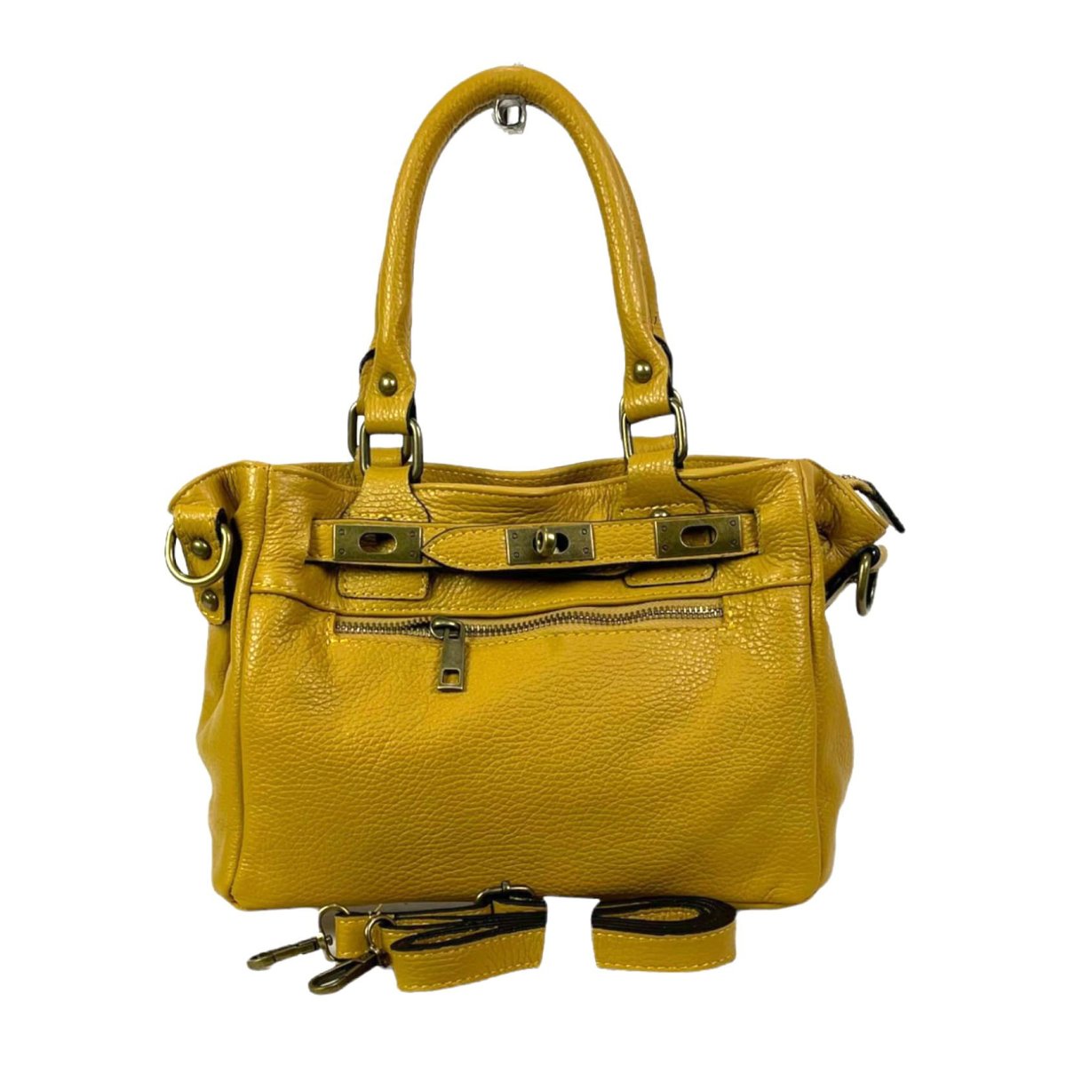 Bolso piel con bolsillo frontal y cierre giro decorativo - Imagen 7