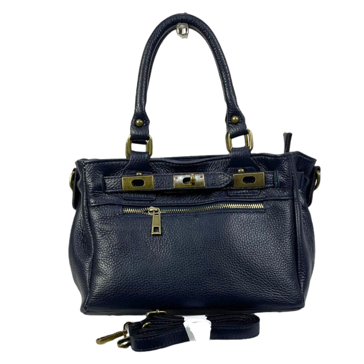 Bolso piel con bolsillo frontal y cierre giro decorativo - Imagen 5
