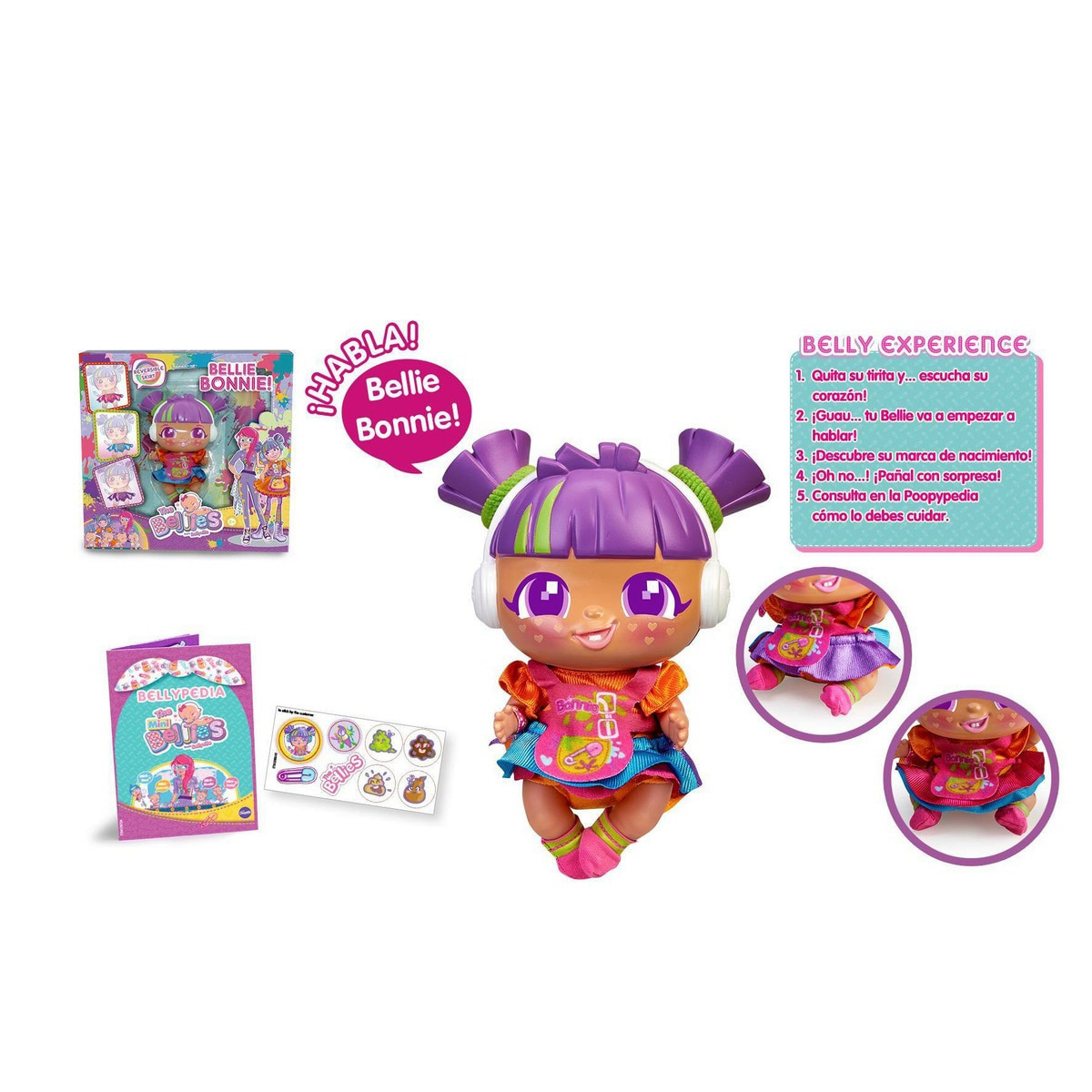 THE BELLIES – Bellie Bonnie muñeca interactiva con falda reversible y latidos - Imagen 4