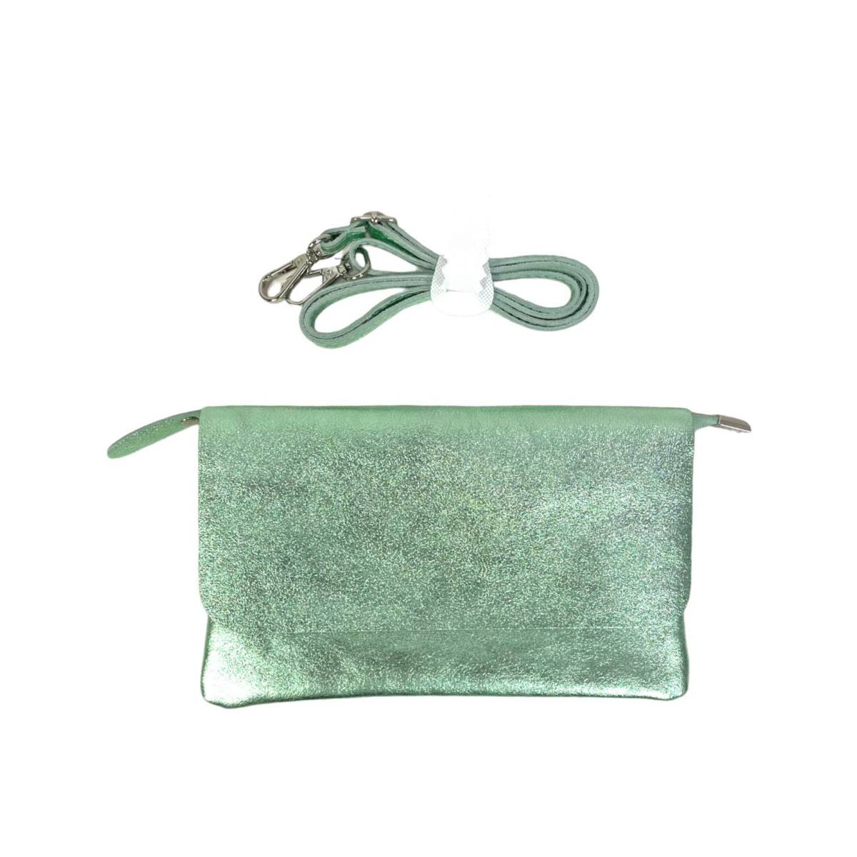 Bolso Piel metalizado estilo sobre con solapa y cremallera - Imagen 6