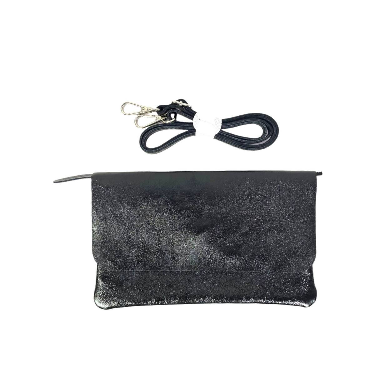 Bolso Piel metalizado estilo sobre con solapa y cremallera - Imagen 7