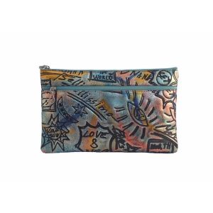 Neceser en piel metalizado para bolso