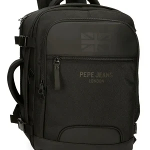 Mochila PEPE JEANS · Mochila de viaje · Porta Ordenador · Dos compartimentos · Coleccion Bromley · Color Negro