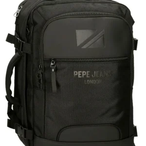 Mochila PEPE JEANS · Mochila de viaje · Porta Ordenador · Dos compartimentos · Coleccion Bromley · Color Negro