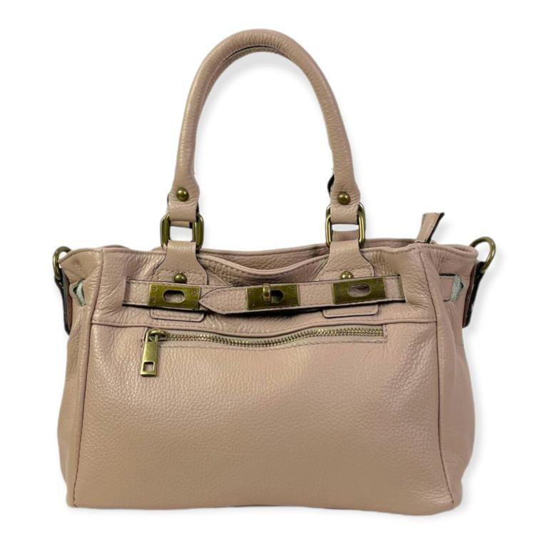 Bolso piel con bolsillo frontal y cierre giro decorativo - Imagen 3
