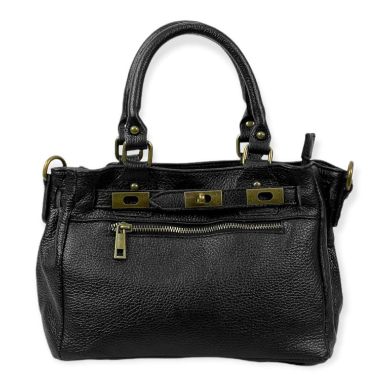 Bolso piel con bolsillo frontal y cierre giro decorativo - Imagen 4