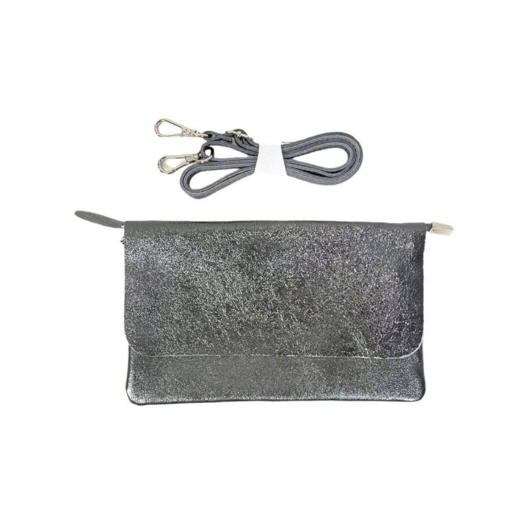 Bolso Piel metalizado estilo sobre con solapa y cremallera - Imagen 5