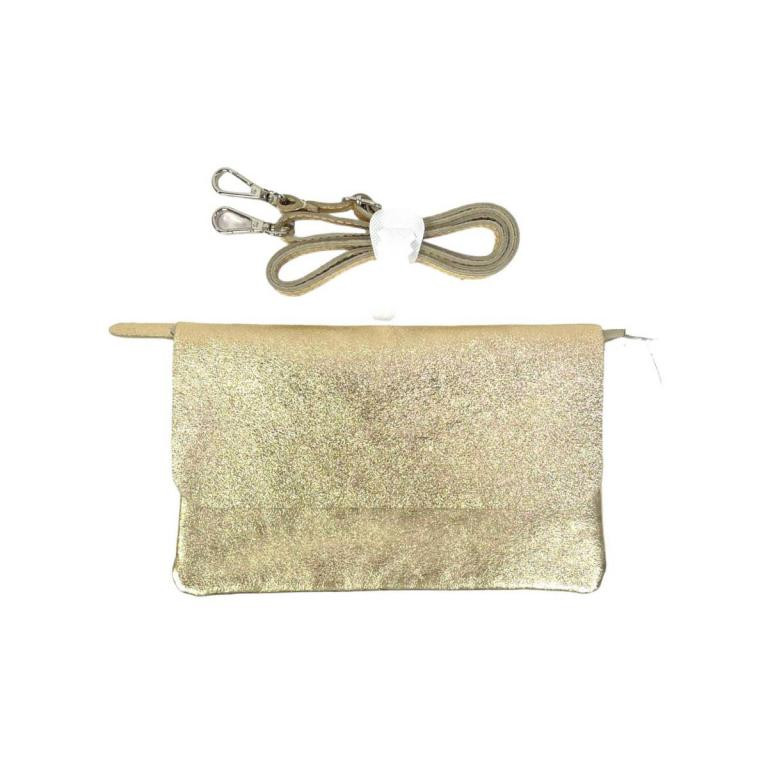 Bolso Piel metalizado estilo sobre con solapa y cremallera - Imagen 4