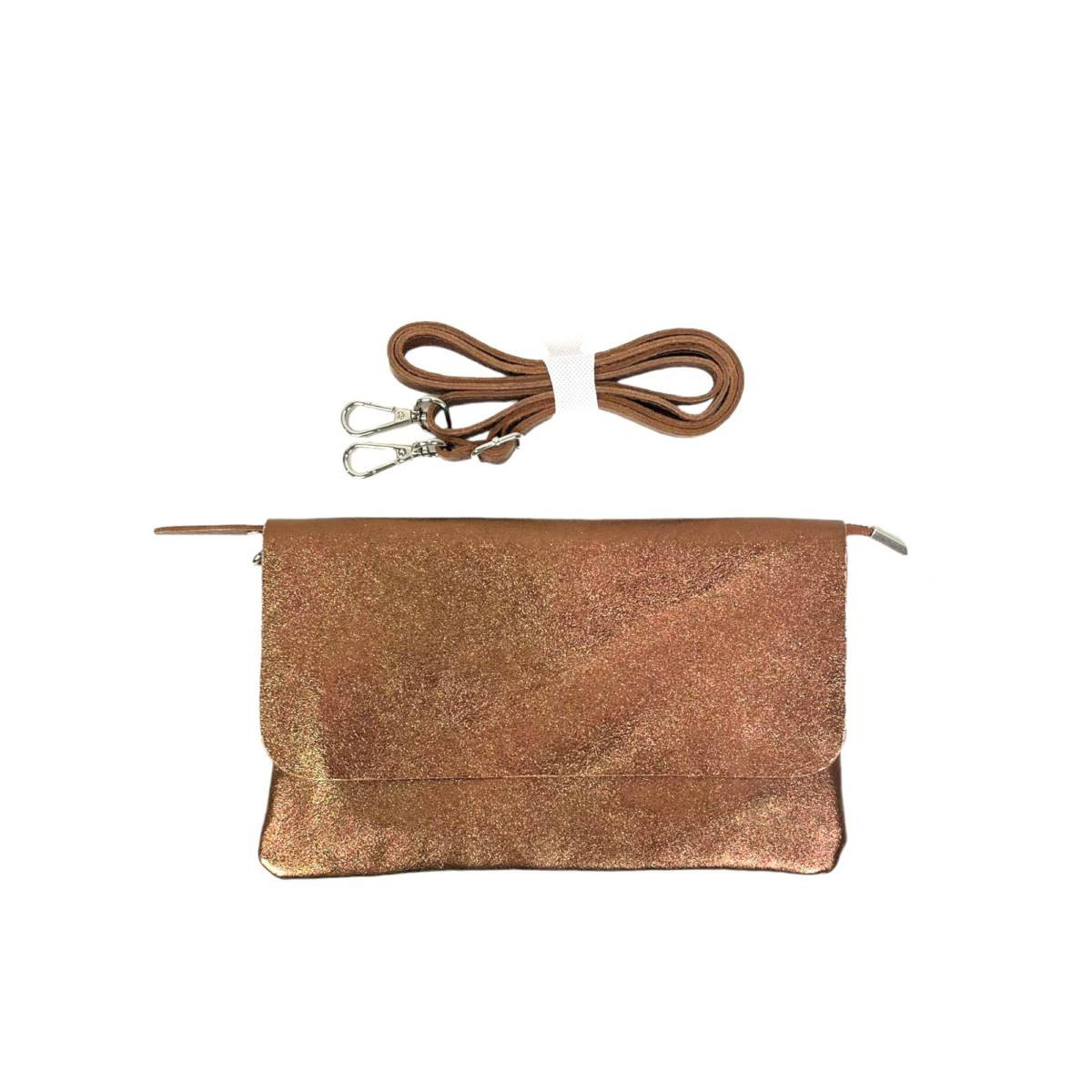 Bolso Piel metalizado estilo sobre con solapa y cremallera - Imagen 8