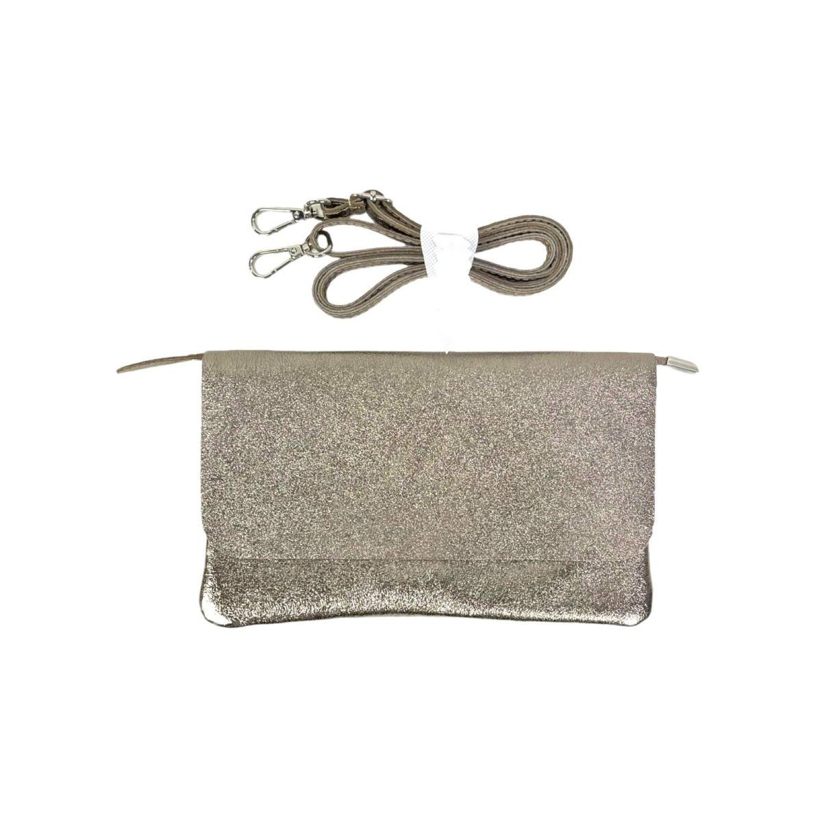 Bolso Piel metalizado estilo sobre con solapa y cremallera - Imagen 9