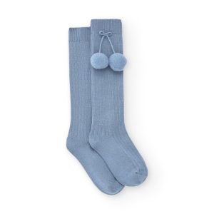 Calcetines altos azules con pompón Valentín & Charanga