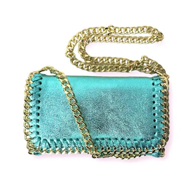 Bolso Bandolera de Piel con Asa Larga Dorada Tipo Cadena para Mujer - Imagen 6