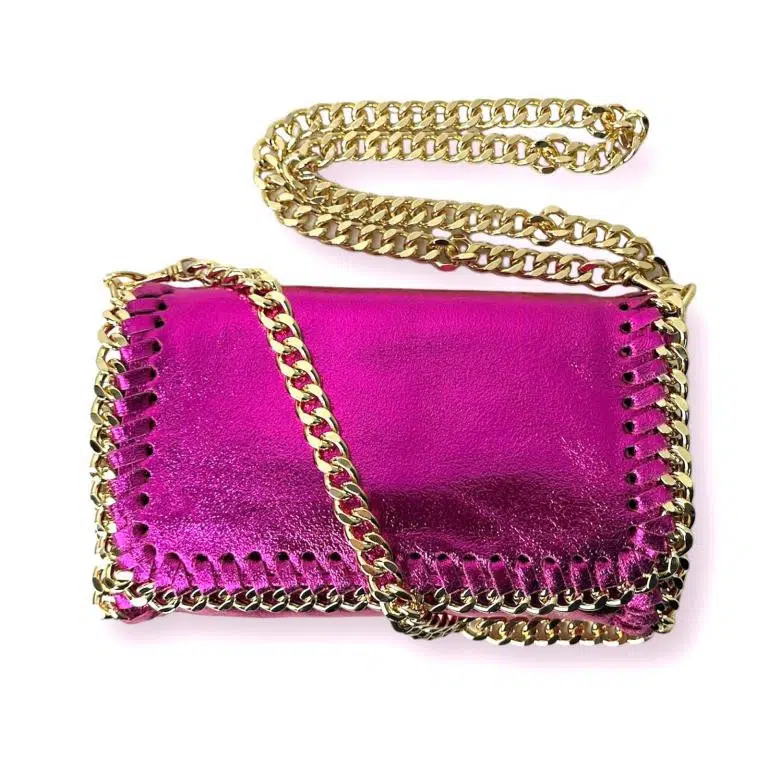 Bolso Bandolera de Piel con Asa Larga Dorada Tipo Cadena para Mujer - Imagen 8