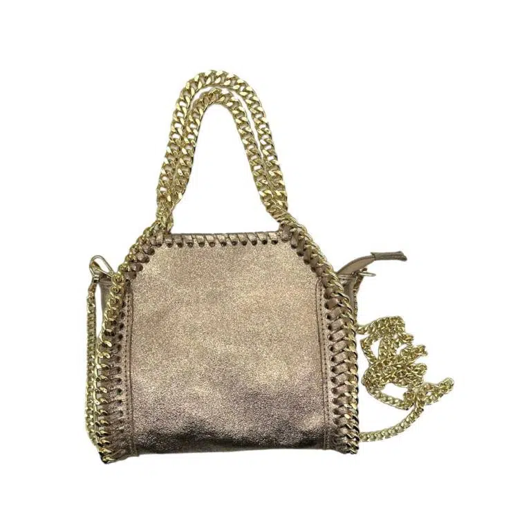 Bolso de Piel para Mujer con Asas Cortas tipo Cadena y Efecto Metalizado - Imagen 7