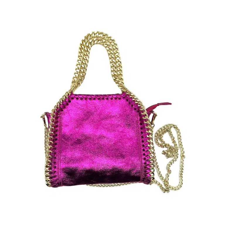 Bolso de Piel para Mujer con Asas Cortas tipo Cadena y Efecto Metalizado - Imagen 6
