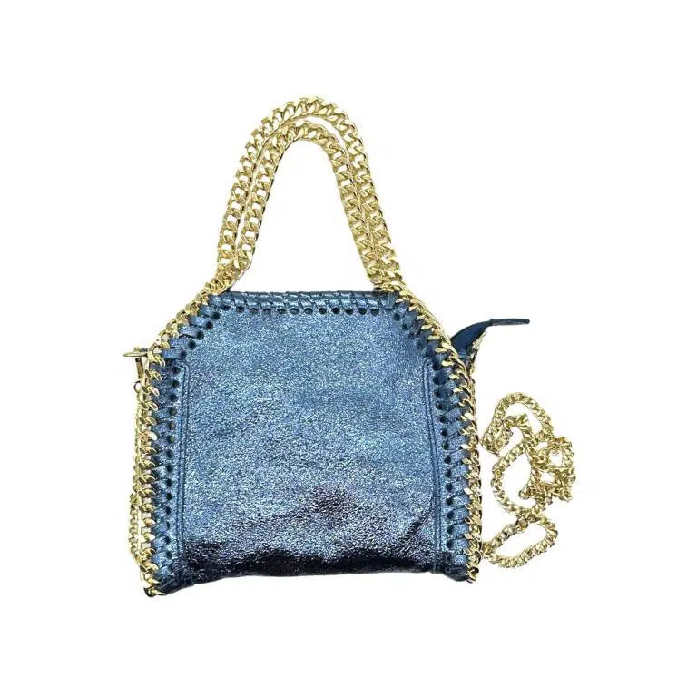 Bolso de Piel para Mujer con Asas Cortas tipo Cadena y Efecto Metalizado - Imagen 8