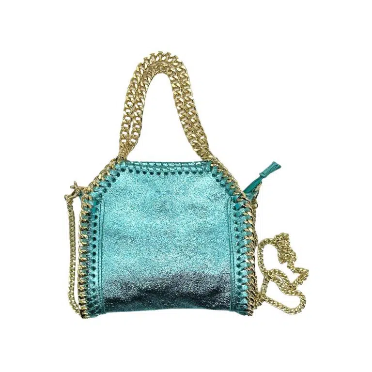 Bolso de Piel para Mujer con Asas Cortas tipo Cadena y Efecto Metalizado - Imagen 5