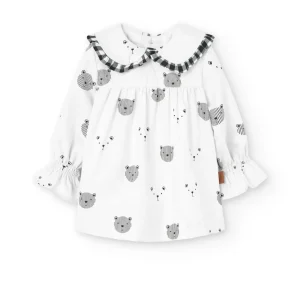 Vestido de bebé blanco osito Cocote & Charanga