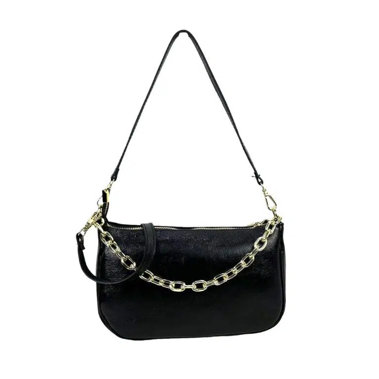 Bolso de Piel Metalizado con Asa de Cadena y Efecto Brillante para Mujer - Imagen 9