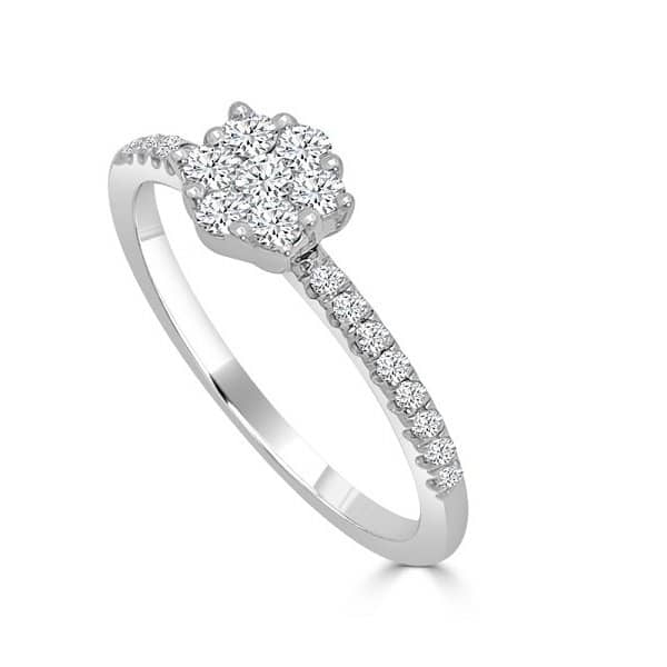 Anillo roseta diamantes 0.38 kt - Imagen 3