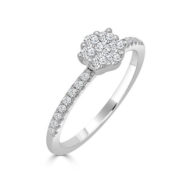 Anillo roseta diamantes 0.38 kt - Imagen 4