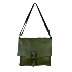 Bolso Bandolera de Piel Lavado, Estilo Vintage y Solapa para Mujer