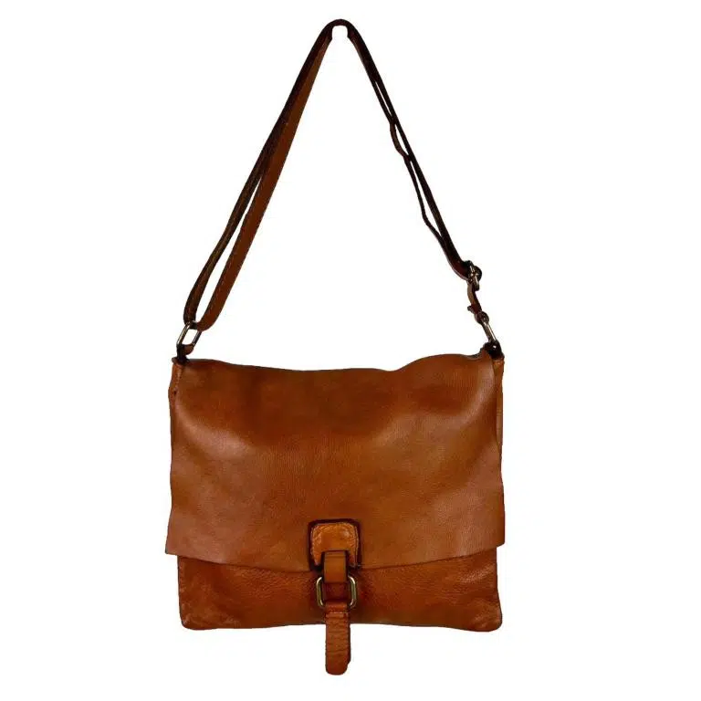 Bolso Bandolera de Piel Lavado, Estilo Vintage y Solapa para Mujer - Imagen 8