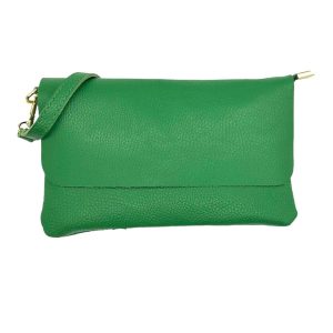 Bolso Piel de Grano tipo sobre con solapa y cremallera