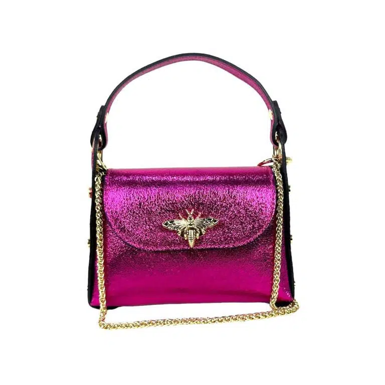 Bolso Compacto de Piel Metalizado Mujer con Tachuelas y Diseño de Abeja - Imagen 8