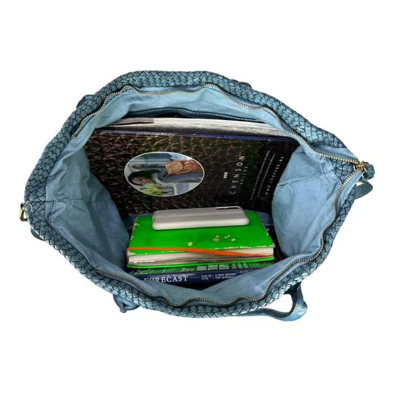 Bolso Shopper trenzado Vintage Piel Lavado para mujer - Imagen 8
