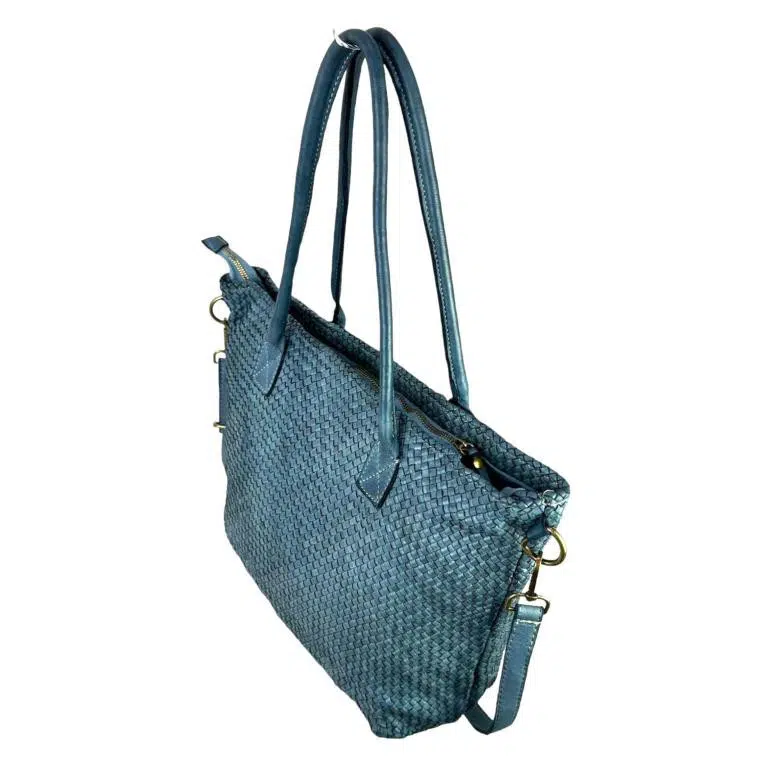 Bolso Shopper trenzado Vintage Piel Lavado para mujer - Imagen 6