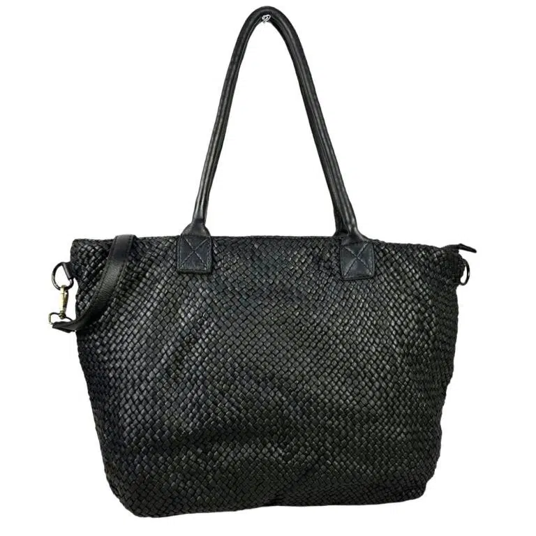 Bolso Shopper trenzado Vintage Piel Lavado para mujer - Imagen 4