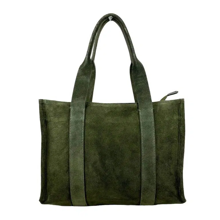 Bolso Shopper Piel de Serraje para Mujer con Bolsitos Interiores y Cremallera - Imagen 9
