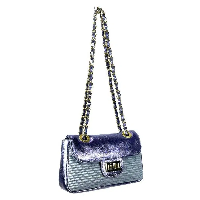 Bolso Bandolera de Rafia y Piel Metalizada con Asas Largas Ajustables Mujer - Imagen 7