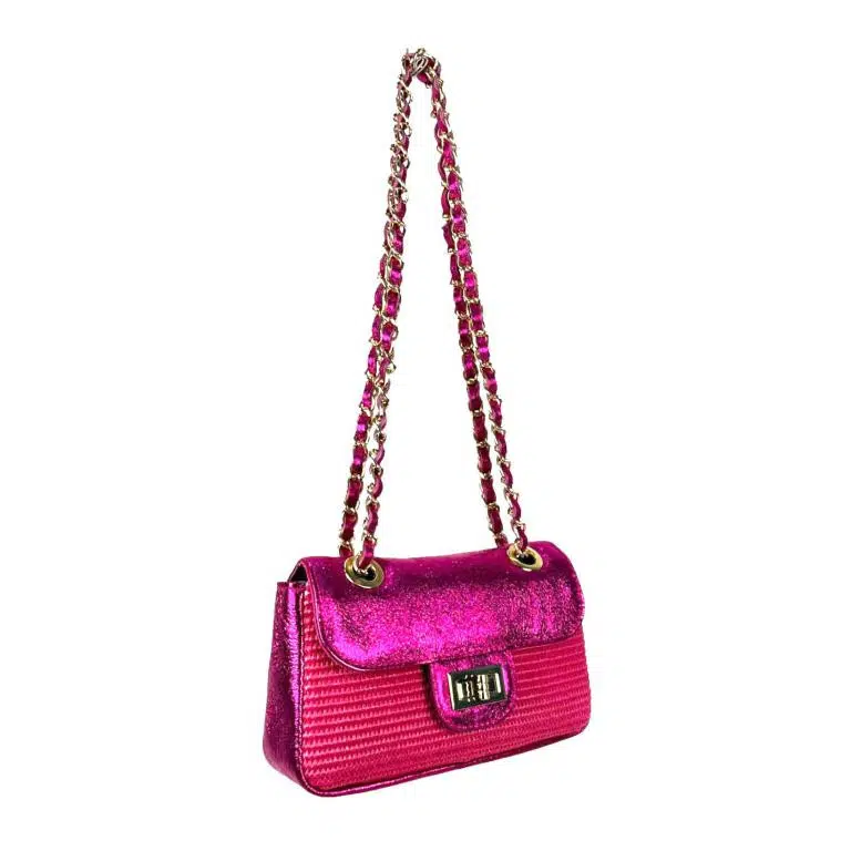 Bolso Bandolera de Rafia y Piel Metalizada con Asas Largas Ajustables Mujer - Imagen 3