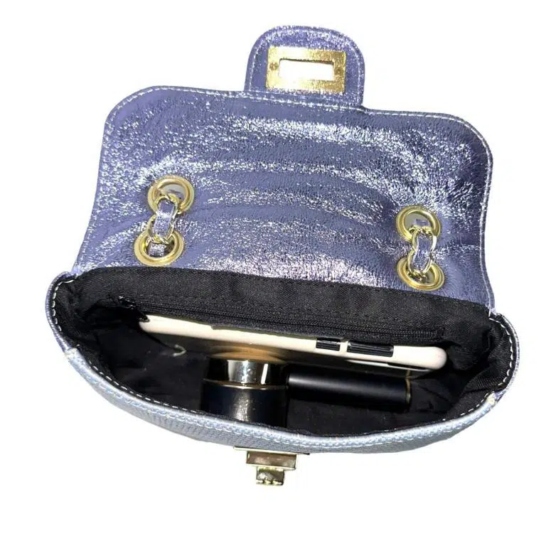 Bolso Bandolera de Rafia y Piel Metalizada con Asas Largas Ajustables Mujer - Imagen 9