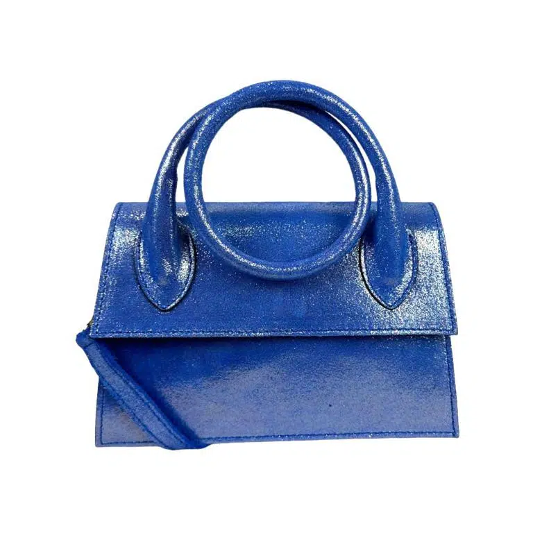 Bolso Bandolera de Piel con Asa Larga Moldeable y Efecto Brillante Mujer - Imagen 5