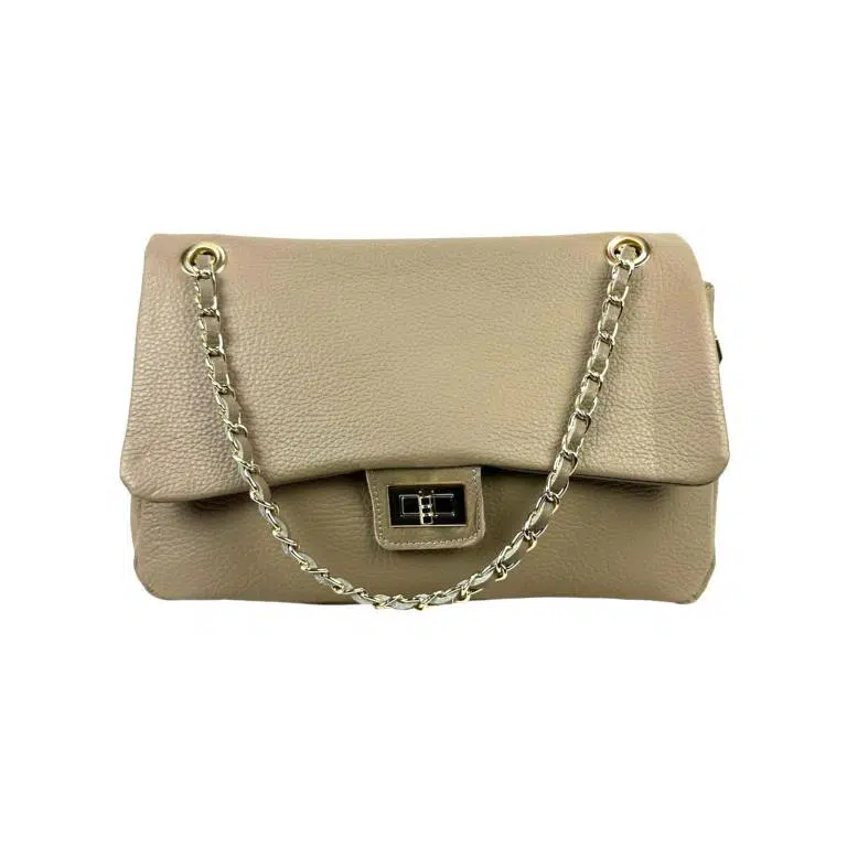 Bolso Bandolera Piel Italiana de Mujer con Solapa Giro y Gran Capacidad - Imagen 3